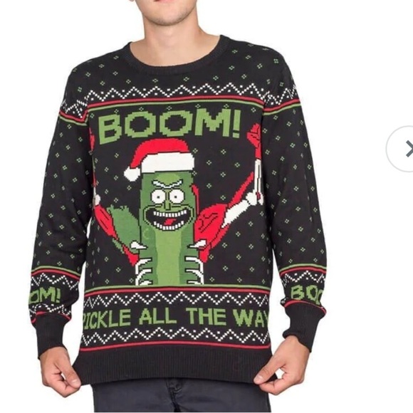 Rick and Morty Boom Pickle Rick Holiday Sweater NWOT Medium - Picture 1 of 4